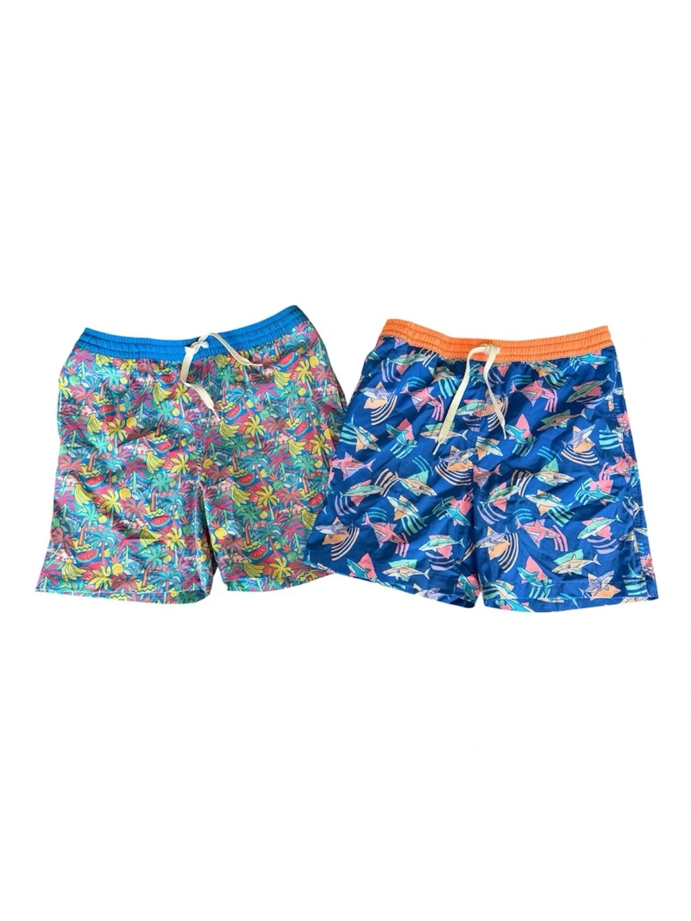 Boys Chubbies Swim Trunks Lined Set of 2 Size Large 14/16 Multicolor